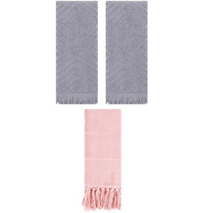 REGALWOVEN 3 Packs Cotton Soft and Absorbent Bathroom Turkish Hand Towels with tassel - 1 of 4