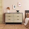 LuxenHome Black and Brown Wood 6-Drawer Rattan Dresser Multicolored - 2 of 4