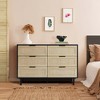 LuxenHome Black and Brown Wood 6-Drawer Rattan Dresser Multicolored - image 2 of 4