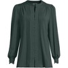 Lands' End Women's Lightweight Jersey Long Sleeve Button Front Pintuck Top - 3 of 4