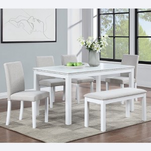 5-Piece Dining Set with Wooden Kitchen Table, 4 Chairs and a Bench - 1 of 4