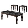 48" Wooden Traditional 3-Piece Coffee and End Table Set with Faux Marble Top, Turned Legs and Intricate Design for Living Room - 2 of 4