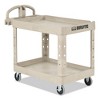 Rubbermaid Commercial Heavy-Duty Utility Cart with Lipped Shelves, Plastic, 2 Shelves, 500 lb Capacity, 25.9" x 45.2" x 32.2", Beige - 4 of 4