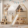 PAGED Twin Size Loft Bed with Storage and Padded Slide, Wooden House-shaped Bed Frame with Guardrail, Modern Loft Bed for Boy and Girl - 2 of 4