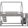 YOOCOZZ Kids’ Twin Over Twin Wooden House Bunk Bed with Convertible Slide and Storage Staircase - 3 of 4