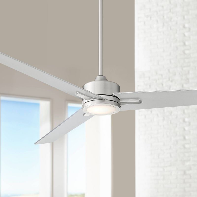 60" Casa Vieja Monte Largo Modern 3 Blade Indoor Ceiling Fan with Dimmable LED Light Remote Control Brushed Nickel Silver for Living Room Kitchen Home, 2 of 9