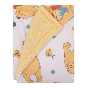 Disney Winnie the Pooh Summertime Fun Yellow, Orange, and White Super Soft Cuddly Plush Baby Blanket
