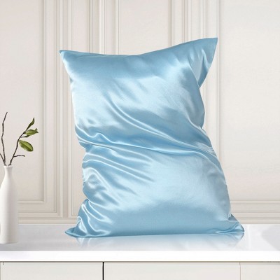 1 Pc King/20x36inch Silk with Zipper Pillow Cases Baby Blue - PiccoCasa