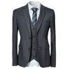 Cloudstyle Mens 3 Piece Stripe Suit Set Center Vent 2 Button Tux Blazer Jacket Vest Trousers - 3 of 4