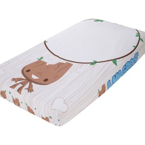NoJo Marvel Guardians of the Galaxy White, Tan, Blue, and Green, I Am Groot Photo Op Nursery Fitted Crib Sheet - 1 of 4