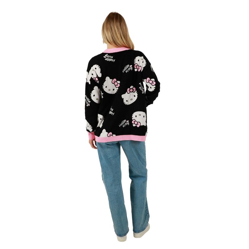 Women's Officially Licensed Hello Kitty Relaxed Fit Knit Cardigan, 5 of 7
