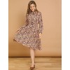 INSPIRE CHIC Women's Tie Neck Chiffon Long Sleeves Vintage Belted Floral Dress - 3 of 4