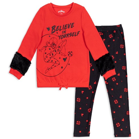 Miraculous Ladybug Big Girls Pullover Fur Fleece Sweatshirt & Leggings Red/ black 10-12 : Target
