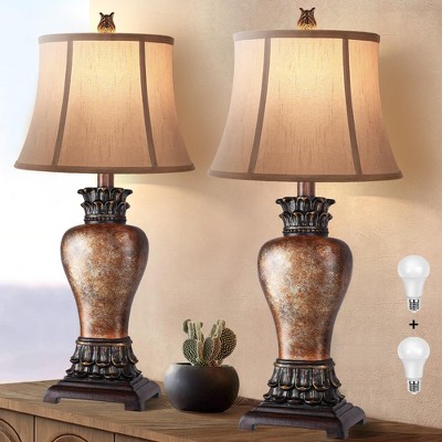 ROTTOGOON Farmhouse Rustic Table Lamps, Set of 2-3-Color Temperature Dimmable for Bedroom and Living Room Decor