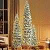 Whisen 8FT, 6FT, 4FT x 3 Pre-Lit Pencil Christmas Trees with Snow Flocking, 1820 Branch Tips, 350 LED Lights, 11 Lighting Modes - 2 of 4