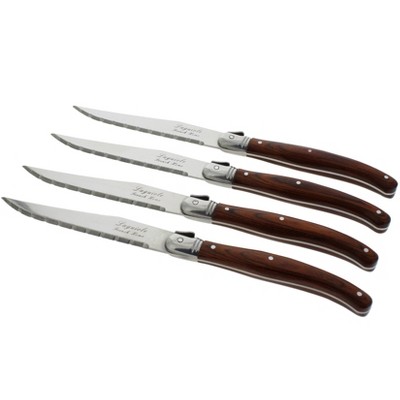 4pk Stainless Steel Laguiole Pakkawood Steak Knives