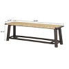 59" Farmhouse Solid Wood Rattan Bench, Dining Benche, Entryway Bench, Rustic Seating for Living Room, Bedroom-Maison Boucle - 4 of 4