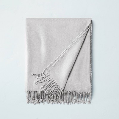 Solid Hemstitch with Fringe Throw Blanket Jet Gray - Hearth & Hand™ with Magnolia