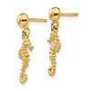 Black Bow Jewelry Mini Textured Seahorse Dangle Post Earrings in 14k Yellow Gold - image 2 of 4