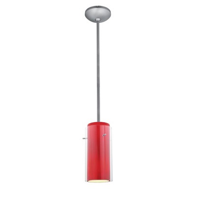 Access Lighting Glass`n Glass Cylinder 1 - Light Pendant in  Brushed Steel