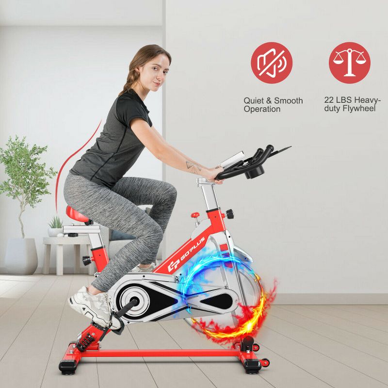 Costway Indoor Stationary Exercise Cycle Bike Bicycle Workout w/ Large Holder Red, 2 of 11