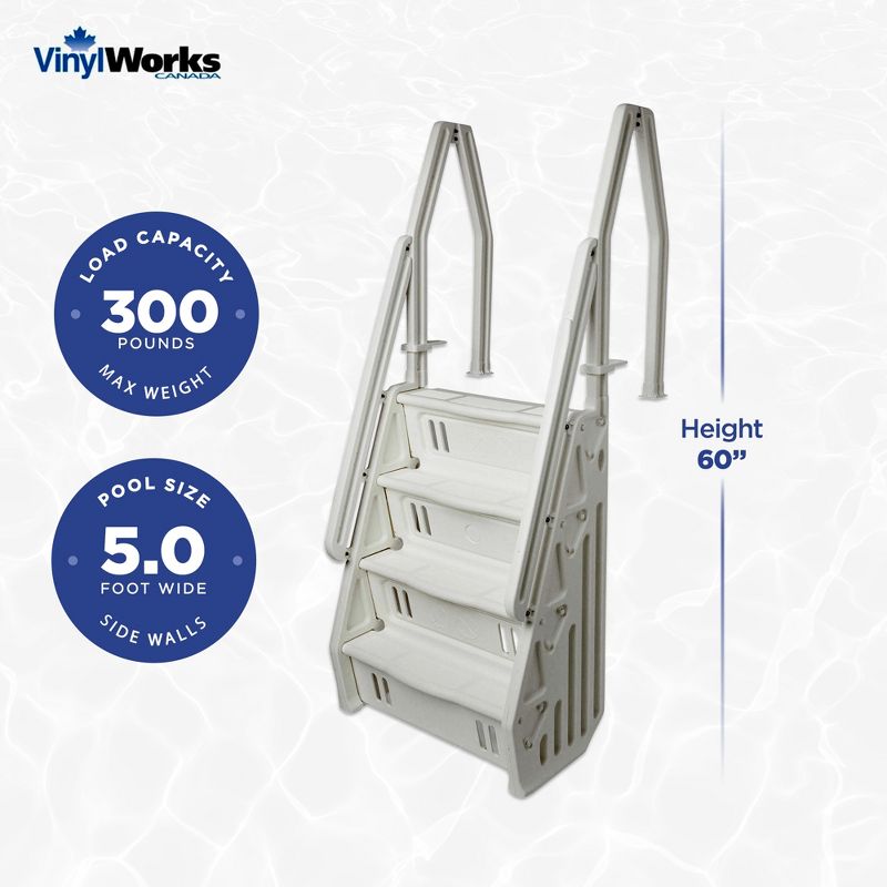 Vinyl Works Adjustable 32 Inch In-Pool Step Ladder for Above Ground Pools, White, 3 of 7