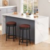 360° Swivel Bar Stools Set of 2, 24" Counter Height Bar Stools w/Footrest, PU Leather Upholstered & Metal Frame for Kitchen, Dining Room, Brown - 2 of 4