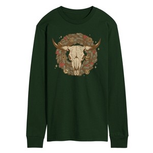 Men's - Instant Message - Cow Skull Wreath Long Sleeve Graphic T-Shirt - 1 of 3