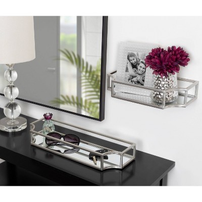 Elegant Ciel Silver Metal Geometric Wall Shelf Set