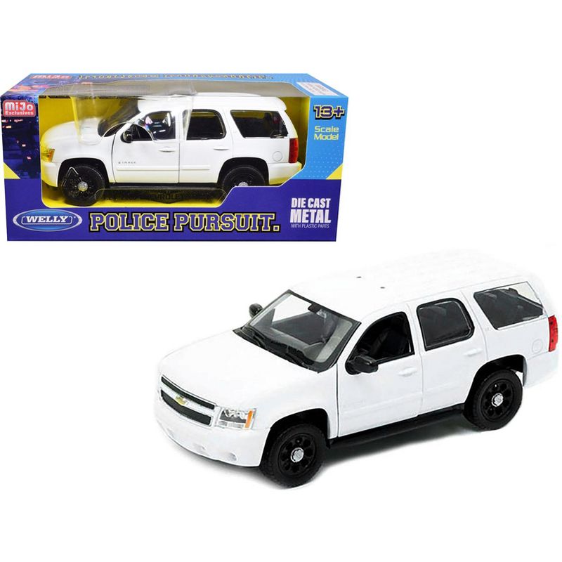 2008 Chevrolet Tahoe Unmarked Police Car White 1/24 Diecast Model Car by Welly, 1 of 4