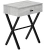 Vynxaria Contemporary Accent Table, Side Table, Grey Laminate, Black Metal, 18" L x 12" W x 22" H - 3 of 4
