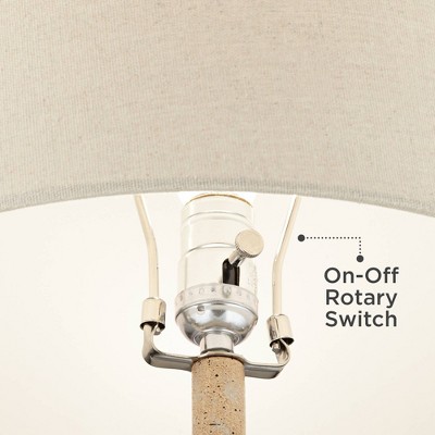 Set of 2 Beige Geometric Coastal Table Lamps with Off-White Shades