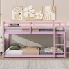 Sapphtopaz Twin Over Twin Wood Bunk Bed with Ladder & High Guardrail,Space-Saving Floor Bed for Kids Bed Frame with Slats for Bedroom - 4 of 4