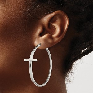 Chisel Stainless Steel Polished Large Cross Hoop Earrings - 1 of 4