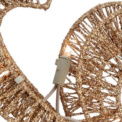 48" Prelit Crystal Splendor Champagne Reindeer with Red Bow