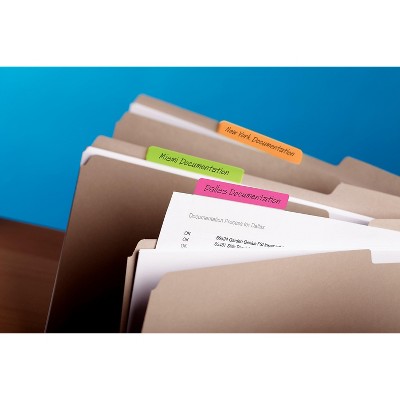 Assorted Pastel Self-Adhesive Filing Tabs, 2 x 1.5 Inches, 24 Pack