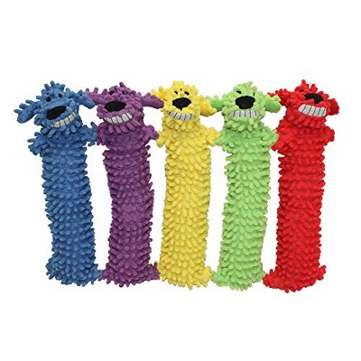 Multipet ternational DMP Loofa Floppy Moppy Plush Dog Toy with Color Variations
