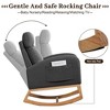 Rocking Chair Nursery with Headrest, Linen Upholstered Glider Rocking Chair with Rubber Wood Legs and Side Pocket, Modern Accent Armchair - 4 of 4