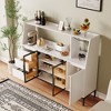 Modern Sideboard with 3 Drawers and Glass Door, Buffet Cabinet with Wine Glass Holder for Dining Room or Living Room Storage - 2 of 4