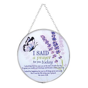 Dicksons Lavender Flower Butterfly, I Said A Prayer, Purple 6 x 6 Inch Metal/Glass Window Suncatcher - 1 of 1