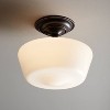 Regency Hill Schoolhouse Floating Modern Farmhouse Ceiling Light Semi Flush Mount Fixture 12" Wide Bronze White Glass Shade for Bedroom Living Room - 2 of 4