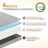 MUUEGM 4” Tri-Fold Memory Foam Mattress| Portable Mattress with Washable Cover, Storage Bag and Non-Slip Bottom, Gray - 3 of 4