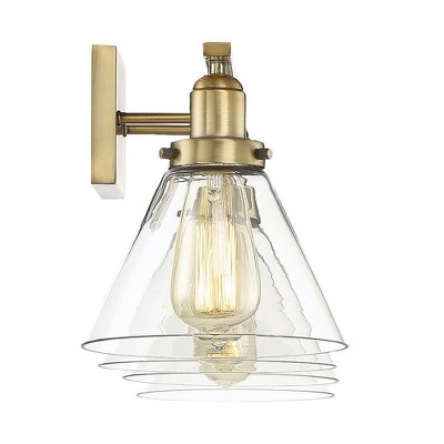 Warm Brass and Black 4-Light Bathroom Vanity Fixture