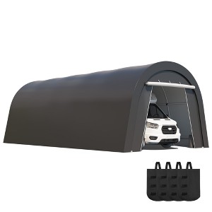 Heynemo Domed Carport with 4 Cloth Bags, Portable Garage with 2 Roll-up Doors, Heavy Duty Car Canopy Party Tent, Storage Shelter Shed - 1 of 4