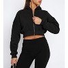 Women Fleece Full Zip Up Cropped Hoodie Sweatshirt 90s Long Sleeve Hooded Crop Jacket Top - 4 of 4