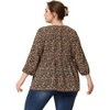 Agnes Orinda Women's Plus Size Floral Retro Keyhole Neck Lantern Summer Babydoll Blouses - 4 of 4