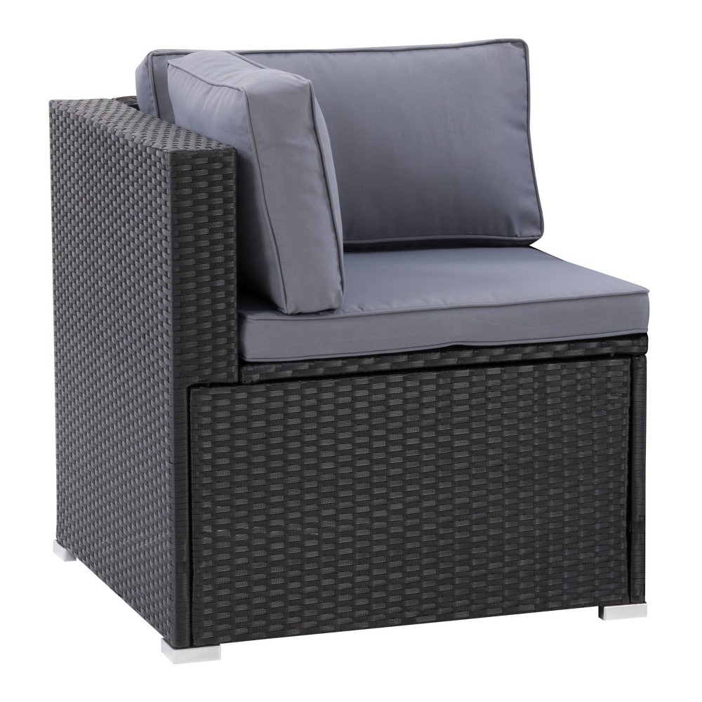 Photos - Garden Furniture CorLiving Parksville Patio Sectional Corner Chair - Black  