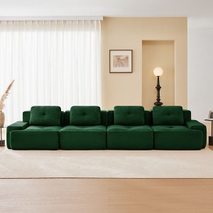 153" Modern Modular Sectional Sofa for Living Room, Corduroy Fabric,4-Seater Couch with Deep Seat, No Assembly,Camel - 1 of 4