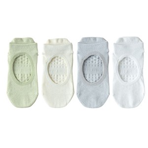 Anna-Kaci 4 Pairs Women's Non-Slip Yoga Socks Soft Cotton Grip Sole Low-Cut Design with Arch Ventilation for Pilates Barre - 1 of 4