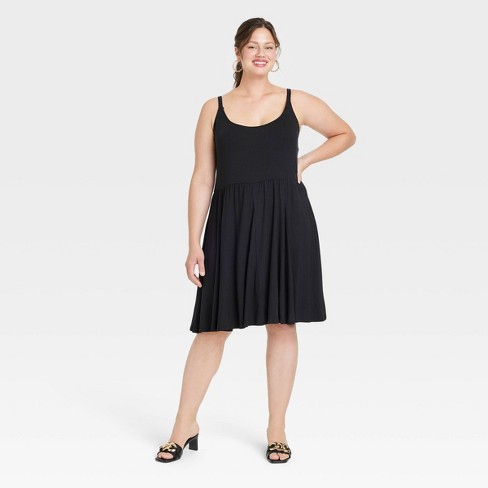 Ava & Viv Women's Plus Size Sleeveless Dress 1x Black/white Stripe 